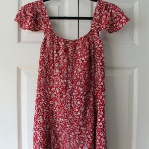Red and White Floral Princess Polly Dress